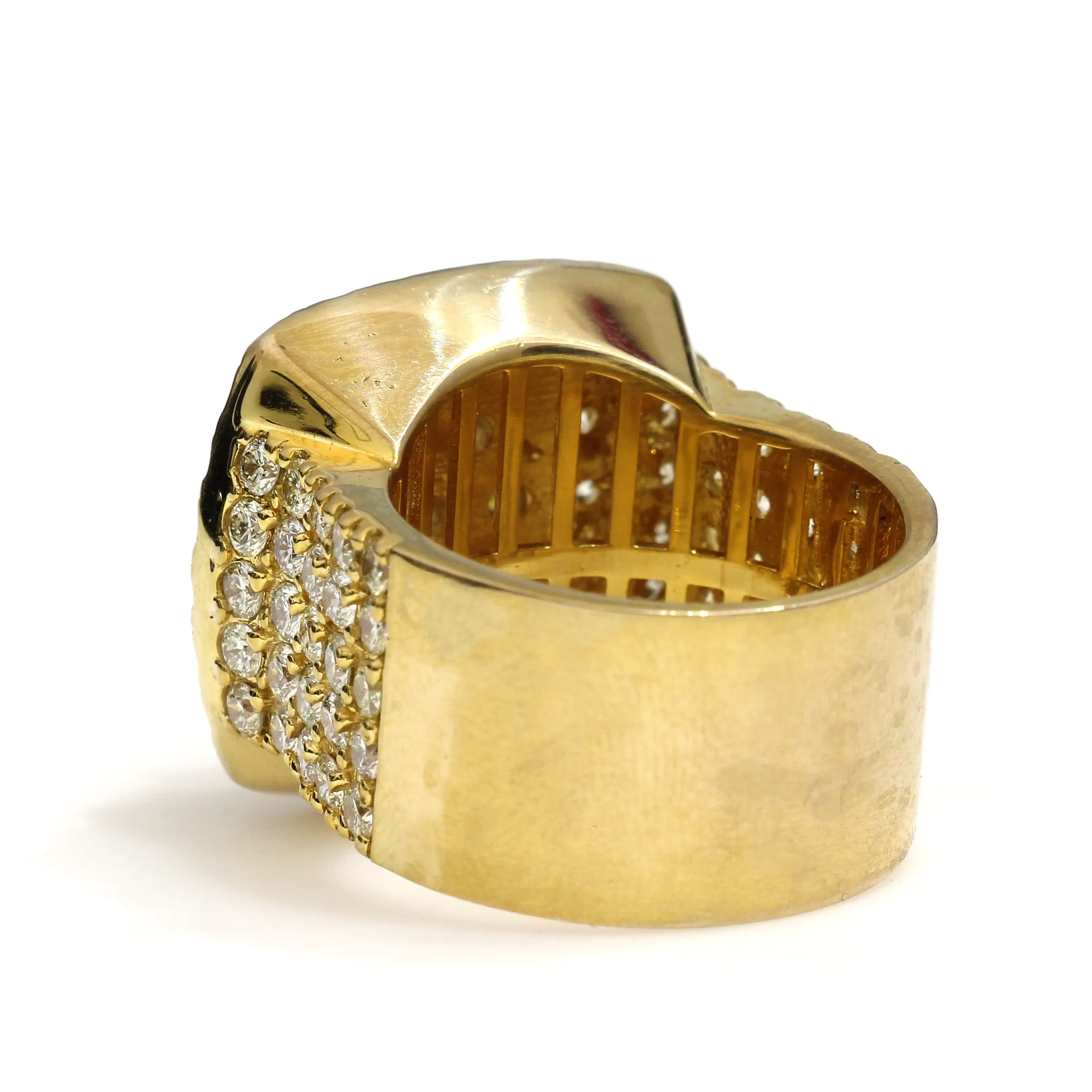 10K Yellow Gold Jumbo Square Pave Ring 6.25 Ctw