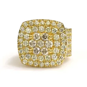 10K Yellow Gold Jumbo Square Pave Ring 6.25 Ctw