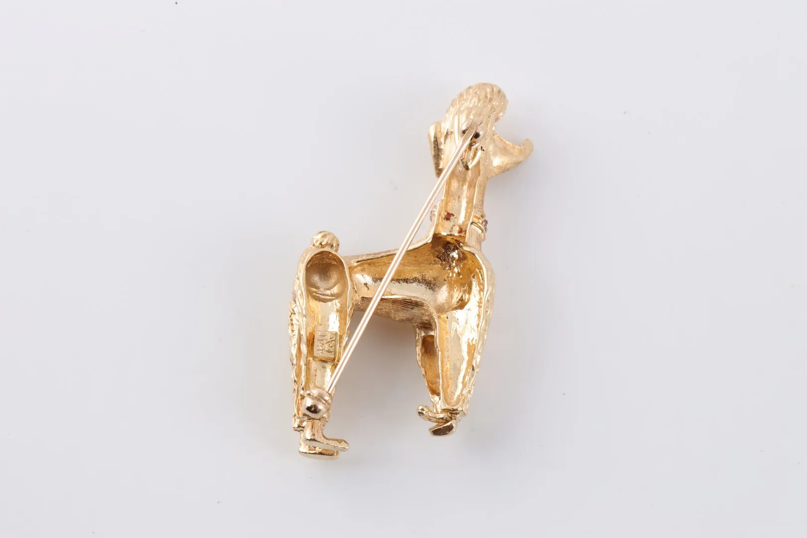 14k Yellow Gold 0.02tcw Sapphire Poodle Brooch (16.87g.)