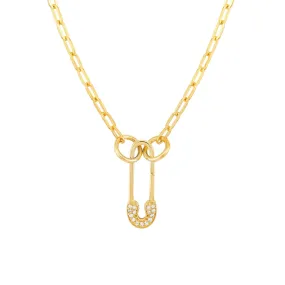 14k Yellow Gold 2.5MM Paperclip Chain with Interchangeable Push Locks