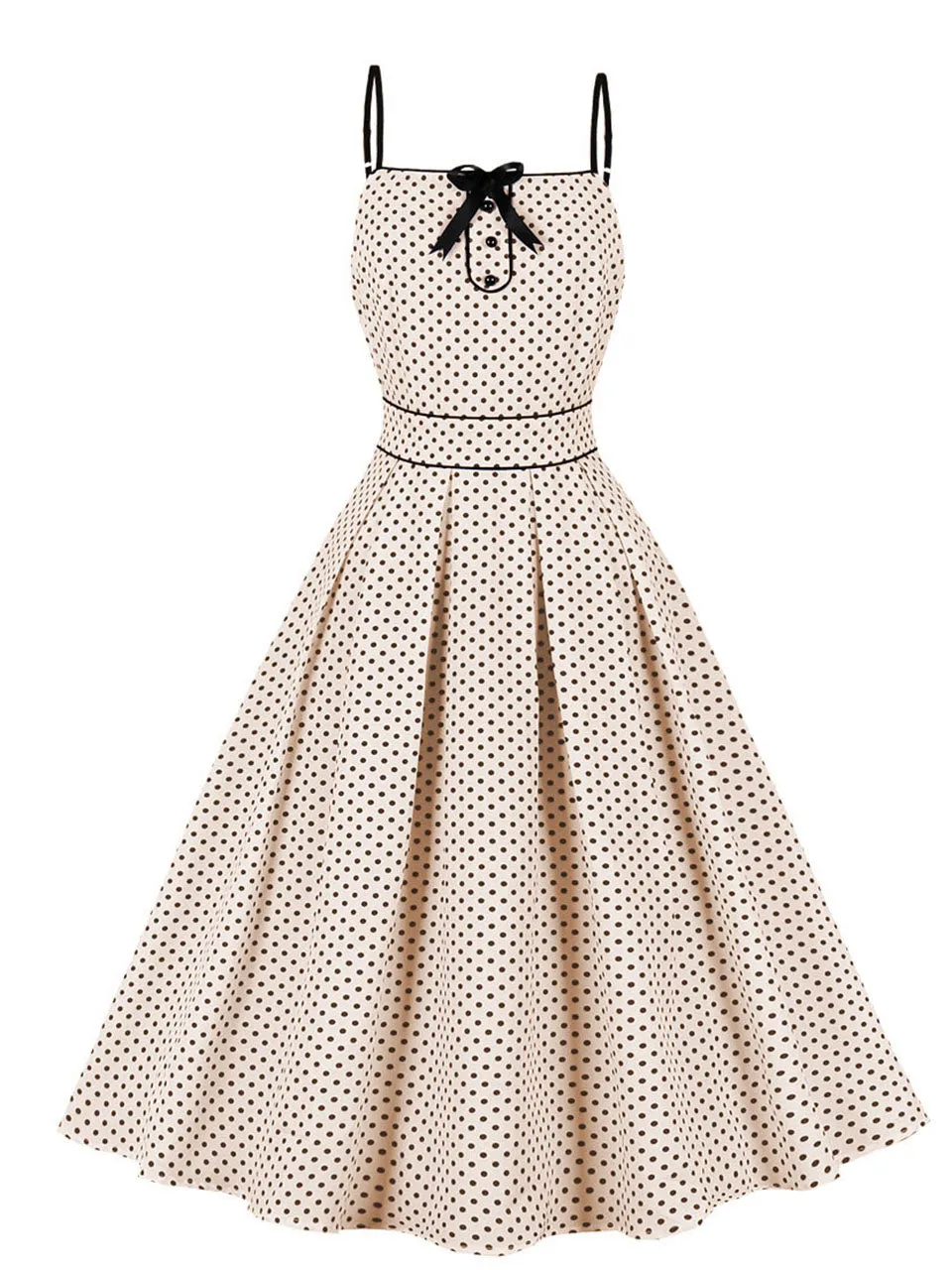 1950S Blue Polka Dots Vintage Swing Dress