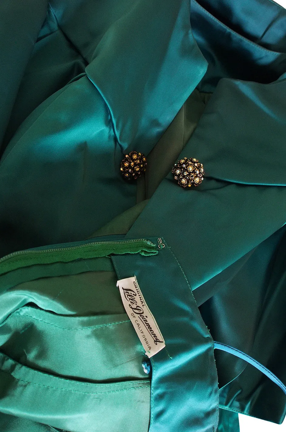 1950s Green Sculptural Lilli Diamond Dress & Jacket