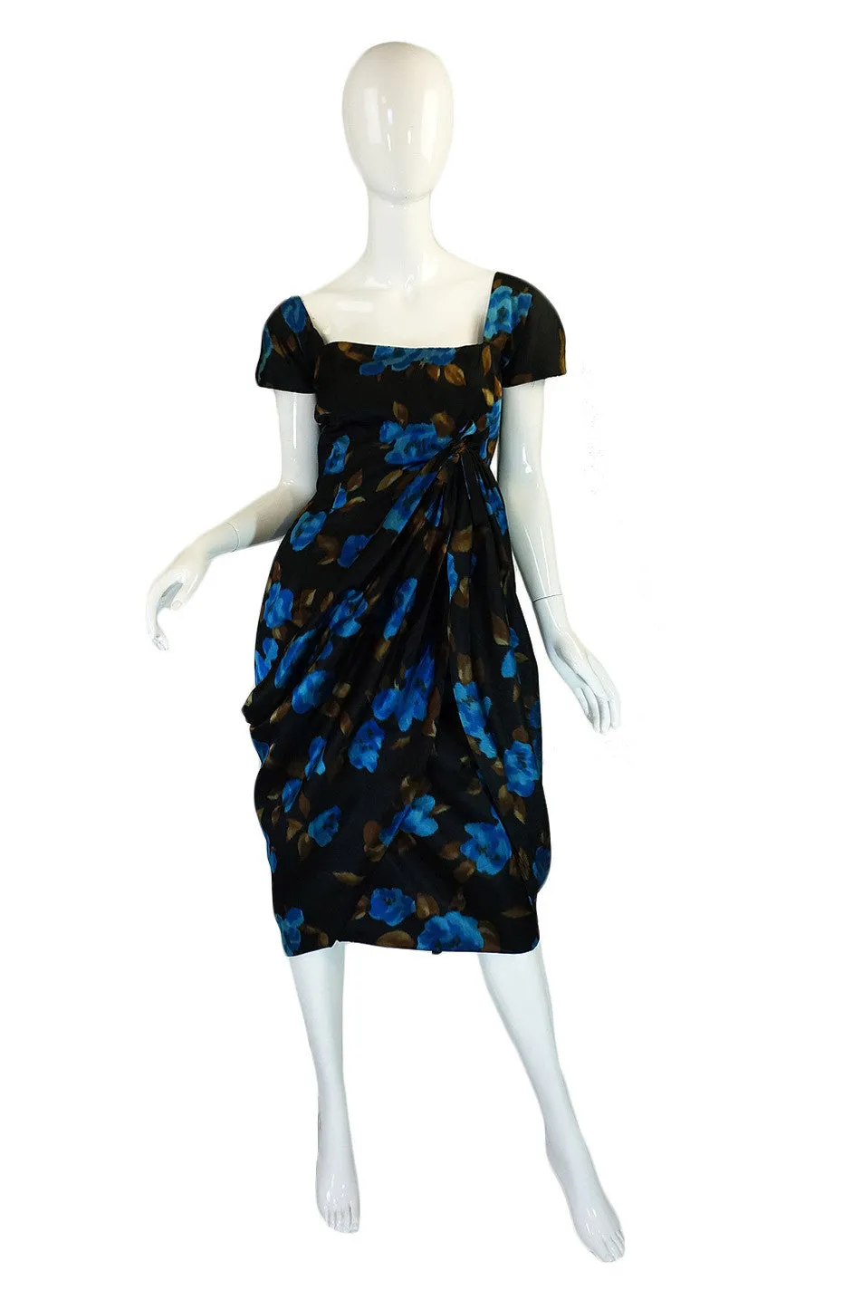 1950s Maurice Original Draped Silk Dress