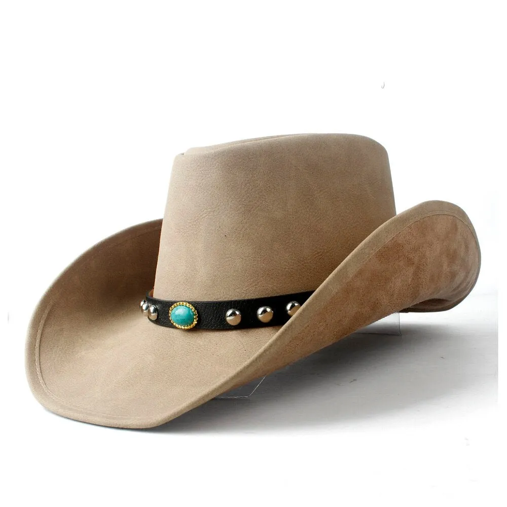 36 Stlye 100% Leather Men Western Cowboy Hat For Gentleman Dad Cowgirl Sombrero Hombre Caps Big Size XXL large head