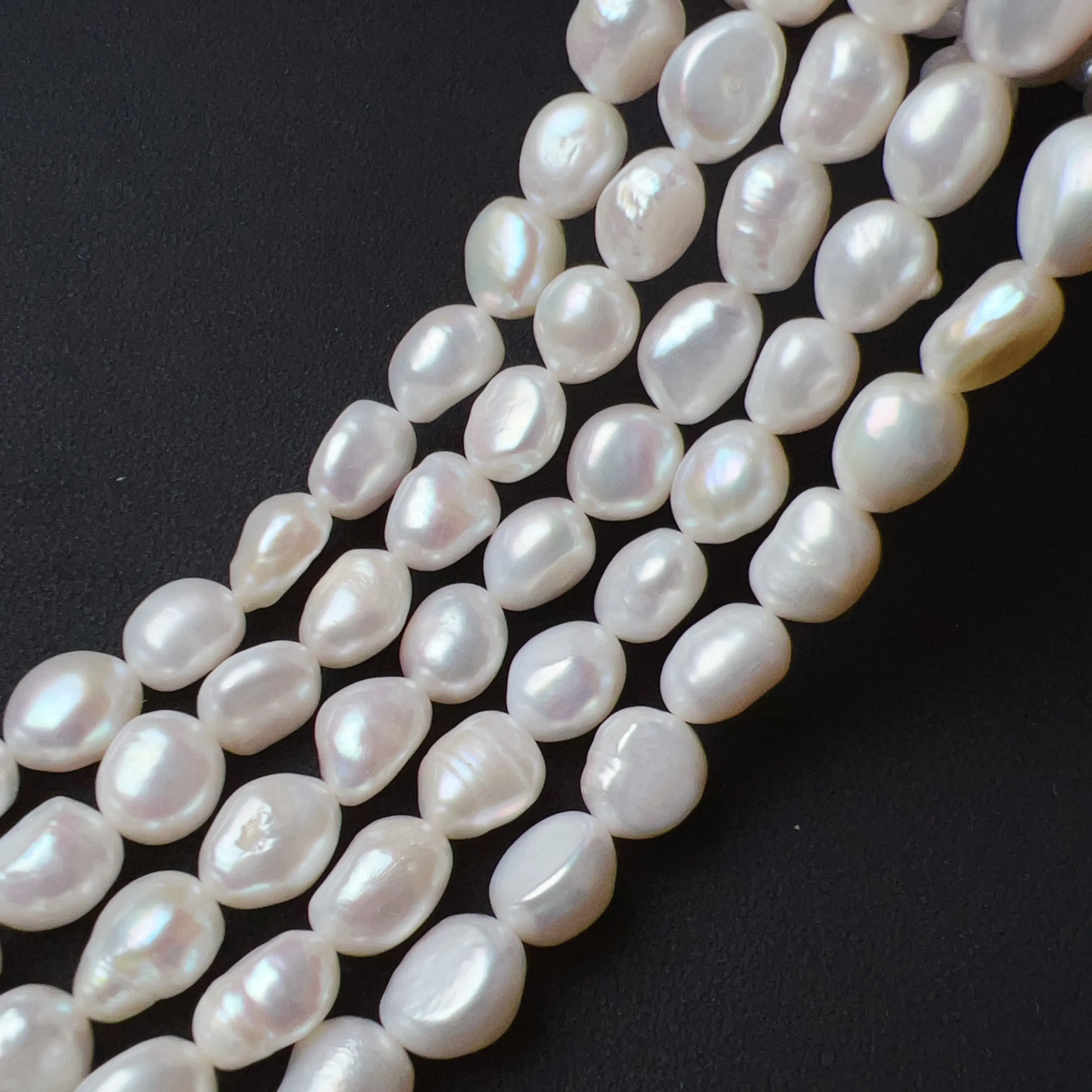 7-9mm Natural Nice Flash Freshwater Pearl Irregular Shape Bead Strands DIY Jewelry Making Project