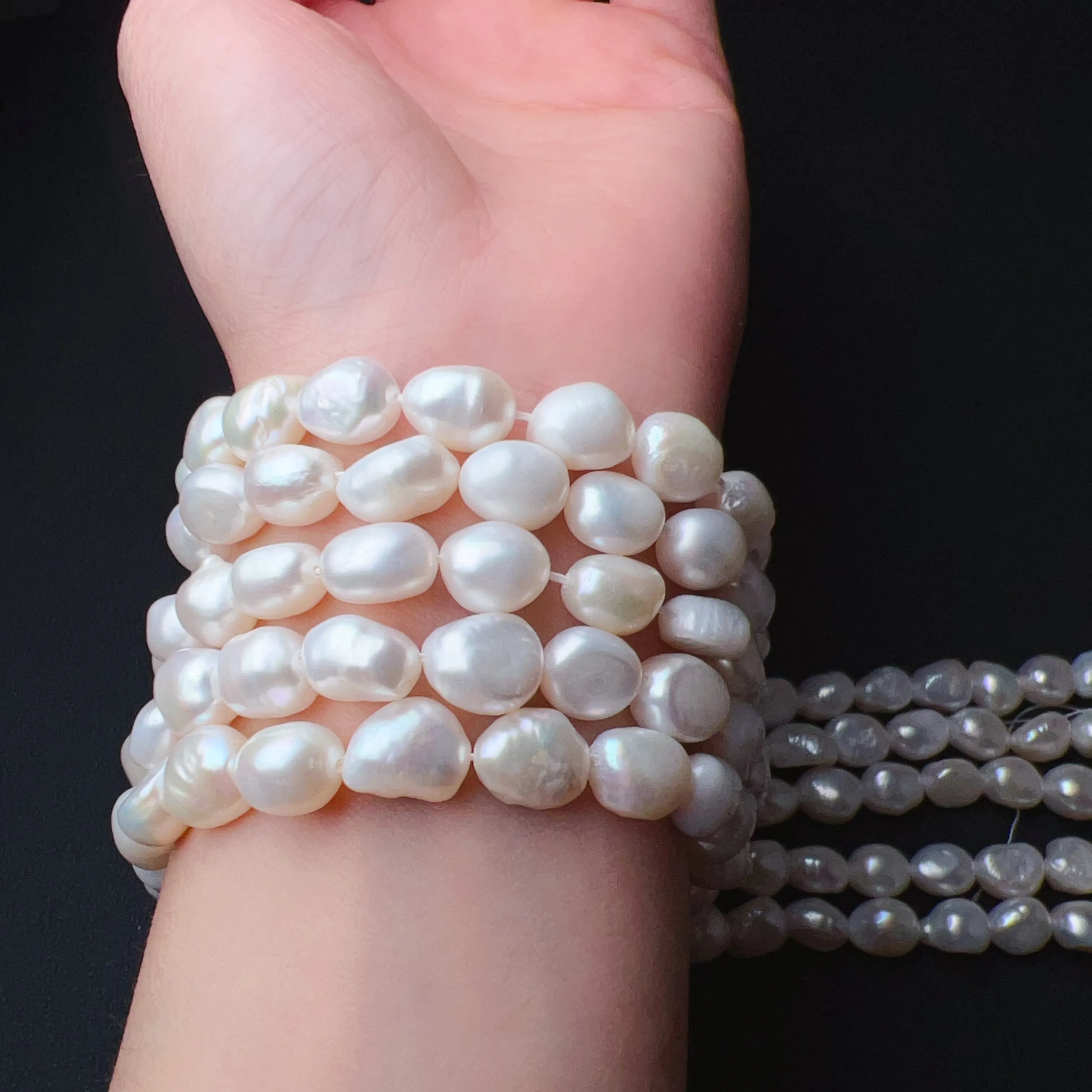 7-9mm Natural Nice Flash Freshwater Pearl Irregular Shape Bead Strands DIY Jewelry Making Project