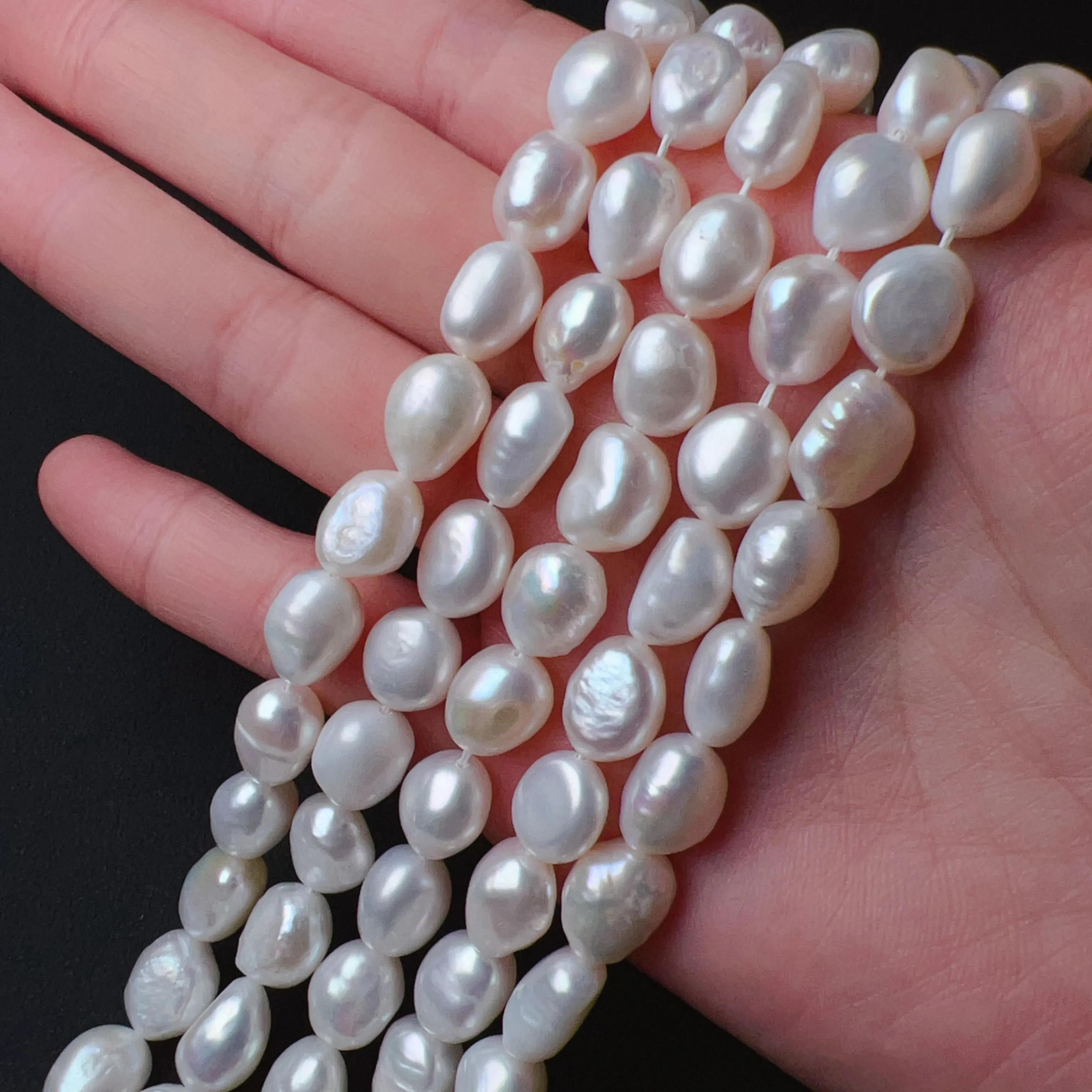 7-9mm Natural Nice Flash Freshwater Pearl Irregular Shape Bead Strands DIY Jewelry Making Project