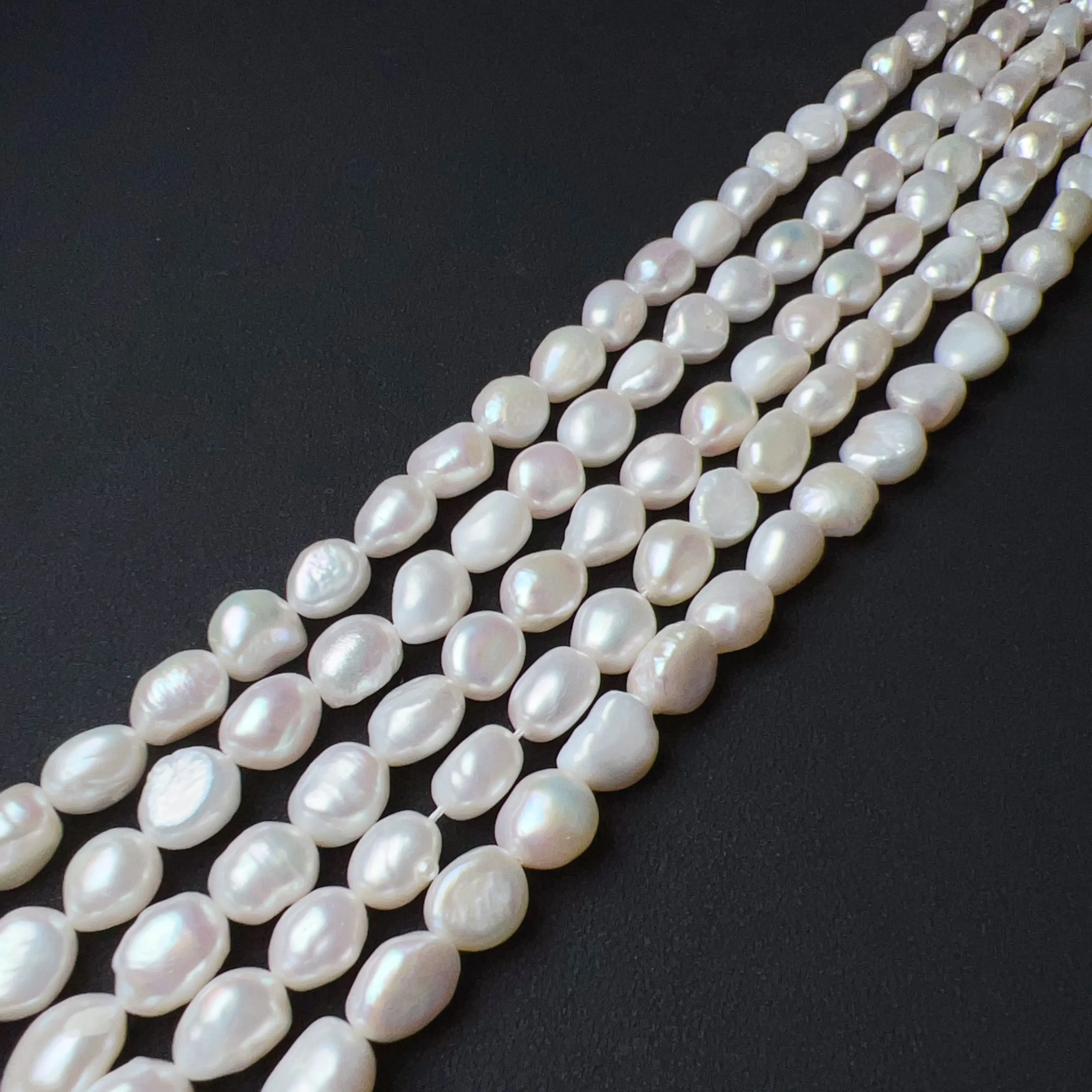 7-9mm Natural Nice Flash Freshwater Pearl Irregular Shape Bead Strands DIY Jewelry Making Project