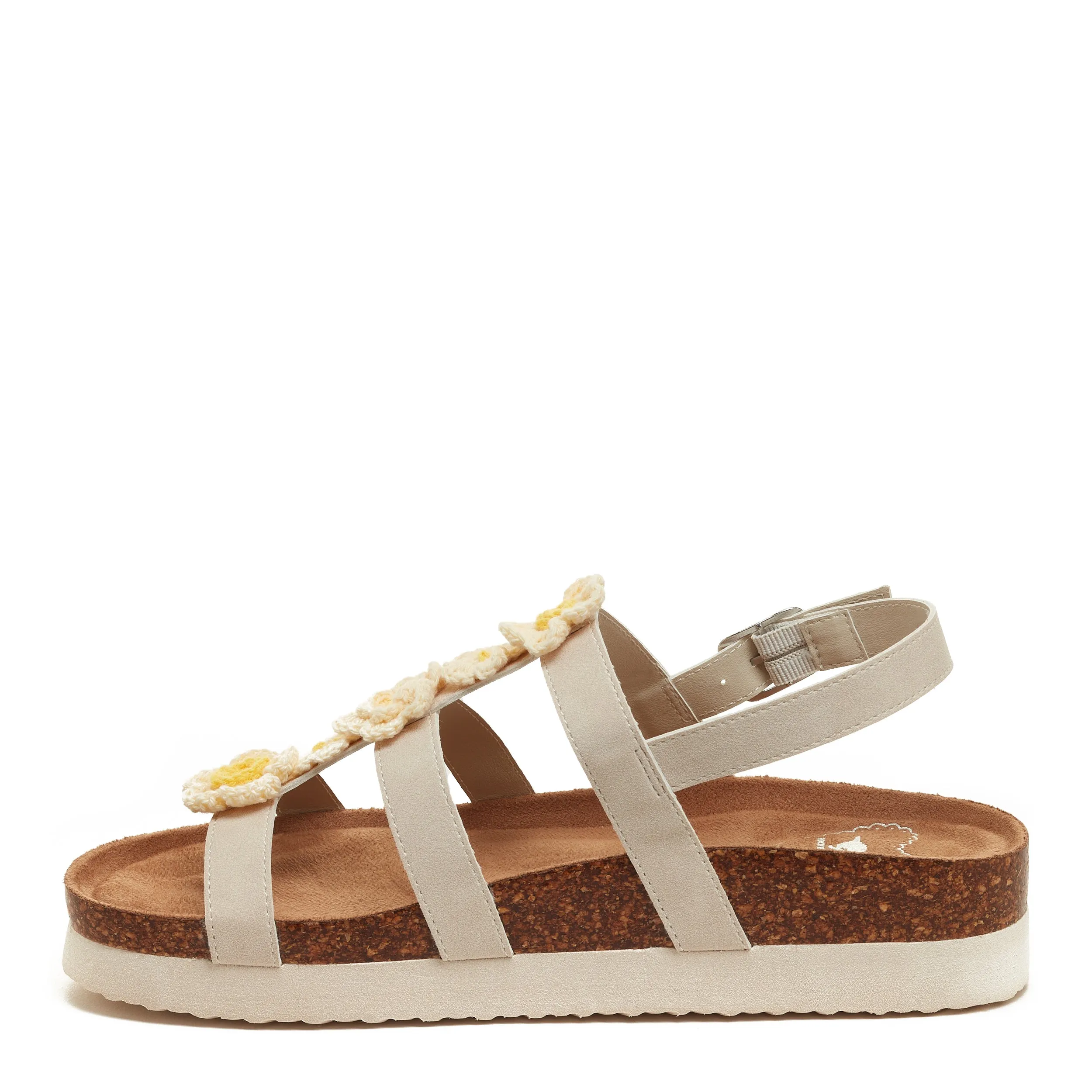 Abuzz Cream Buckle Strap Sandals