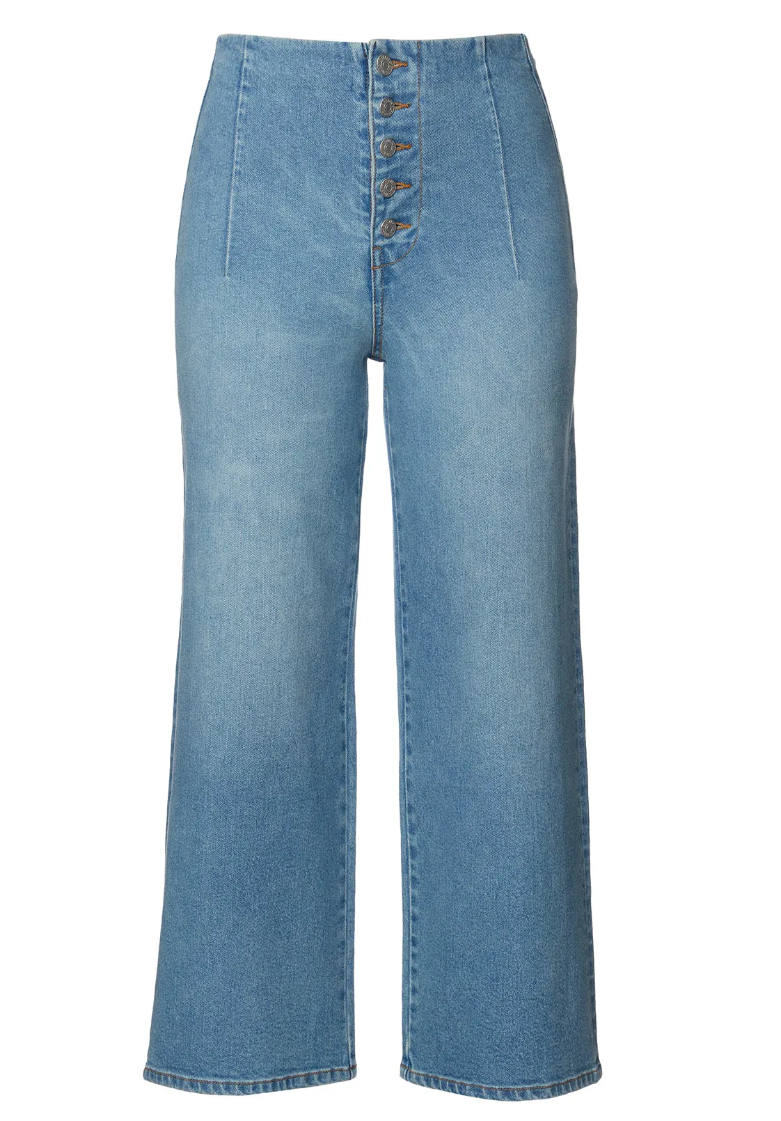 Adela High Rise Cropped Women's Jeans with Buttoned Fly - BL15874