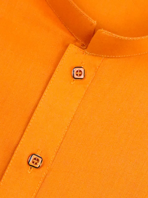 AM Men's Festive Plain Kurta Bright Orange