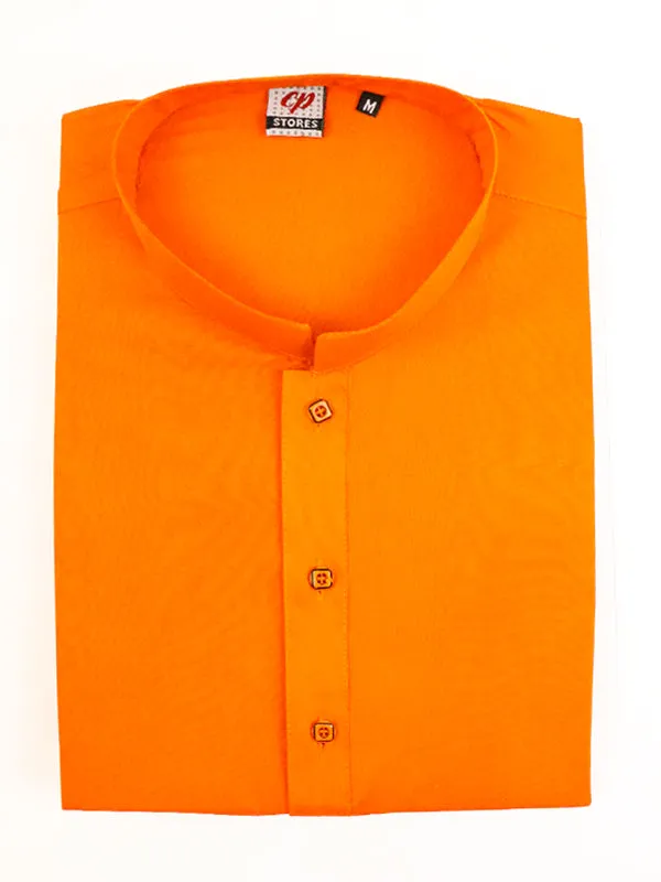 AM Men's Festive Plain Kurta Bright Orange