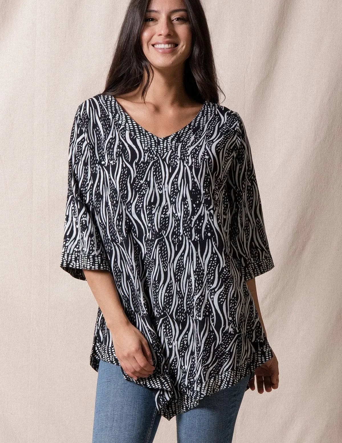 Amari Batik Tunic - Black - Small Only