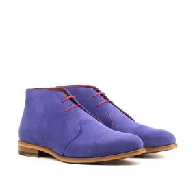 Ambrogio Bespoke Custom Men's Shoes Purple & Red Suede / Calf-Skin Leather Chukka Boots (AMB2150)