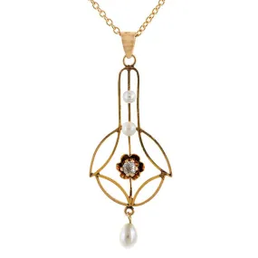 Antique Diamond & Seed Pearl Pendant