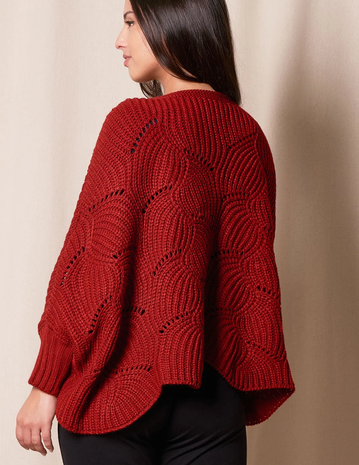 Aspen Sweater Poncho - Burgundy