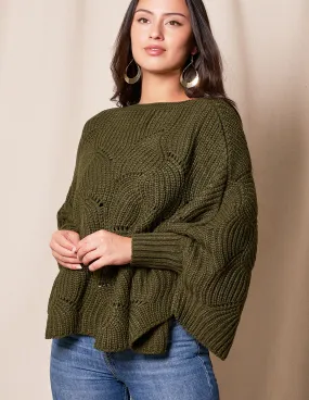 Aspen Sweater Poncho - Pine