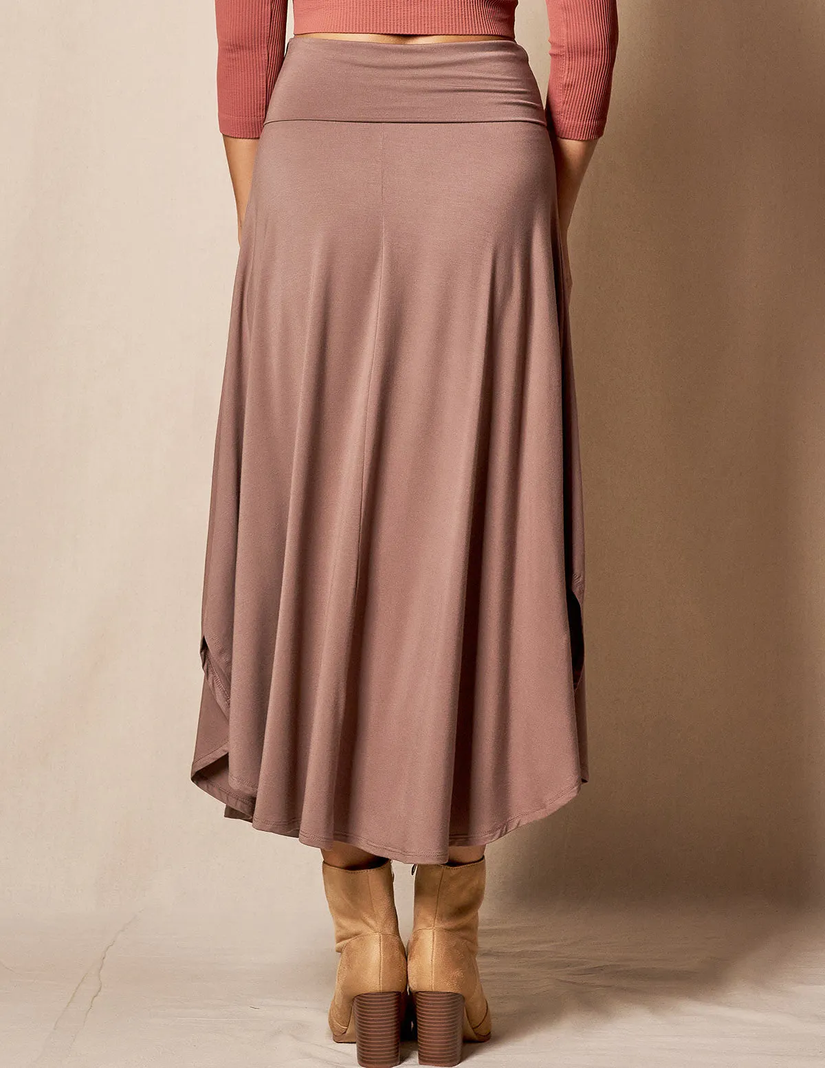 Bamboo Flat Waist Skirt - Mocha