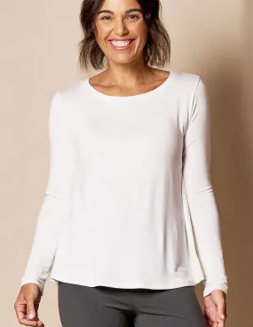 Bamboo Relaxed Long Sleeve Tee - Soft White