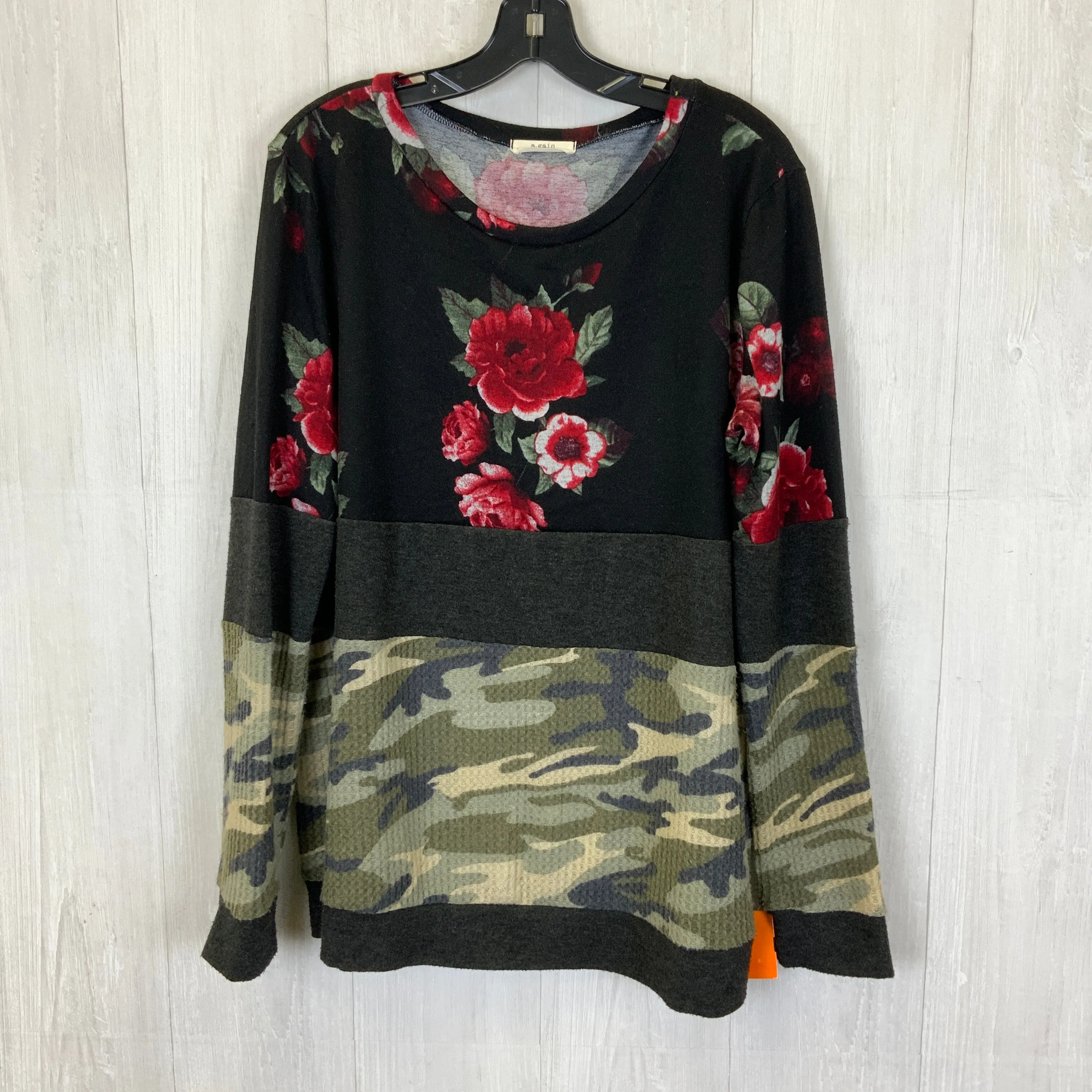 Black Floral Top Long Sleeve Clothes Mentor, Size 1x