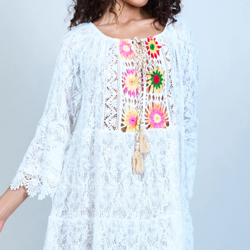 Bohemian bloom embroidered lace dress wholesale