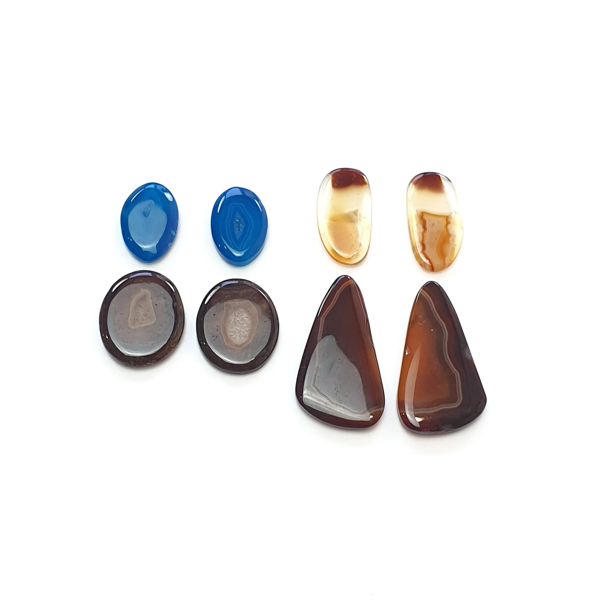 BOTSWANA AGATE Gemstone Cabochon : Natural Color Enhanced Bi-Color Agate Uneven Shape 8pcs Set