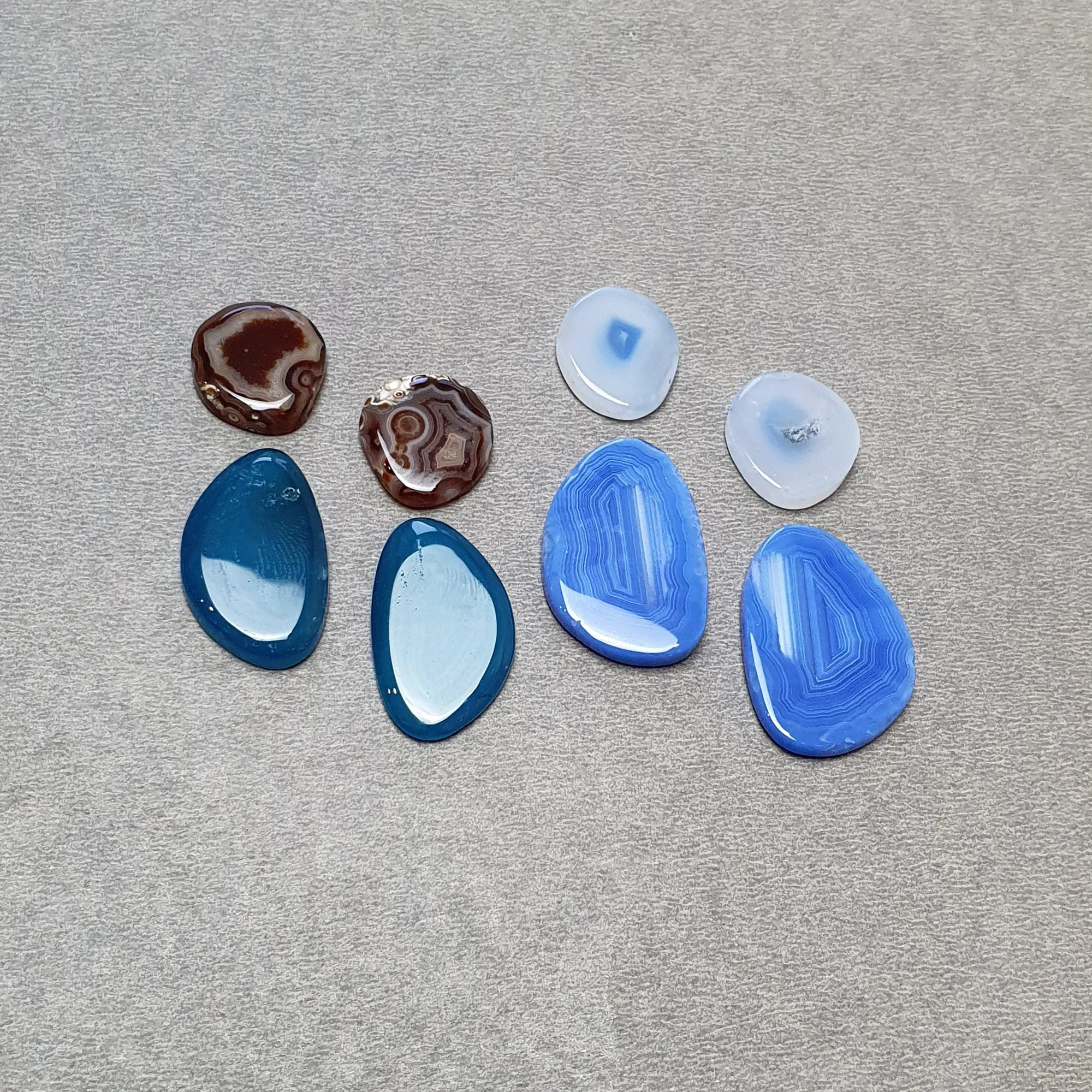 BOTSWANA AGATE Gemstone Cabochon : Natural Color Enhanced Bi-Color Agate Uneven Shape 8pcs Set