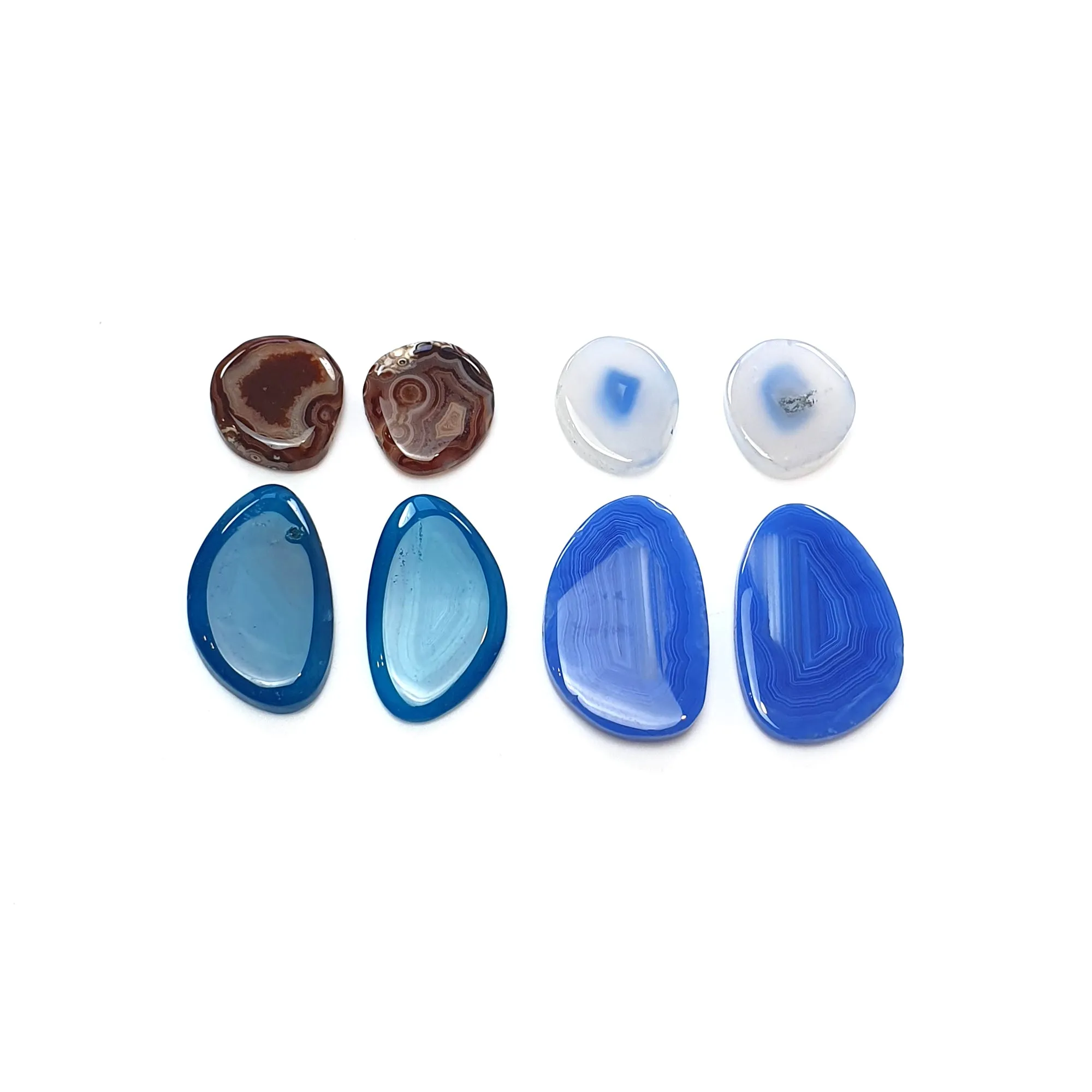 BOTSWANA AGATE Gemstone Cabochon : Natural Color Enhanced Bi-Color Agate Uneven Shape 8pcs Set