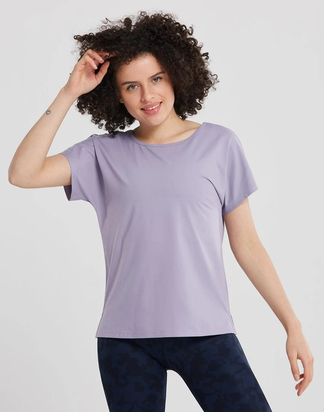 Breathe Open Back Tee in Lilac