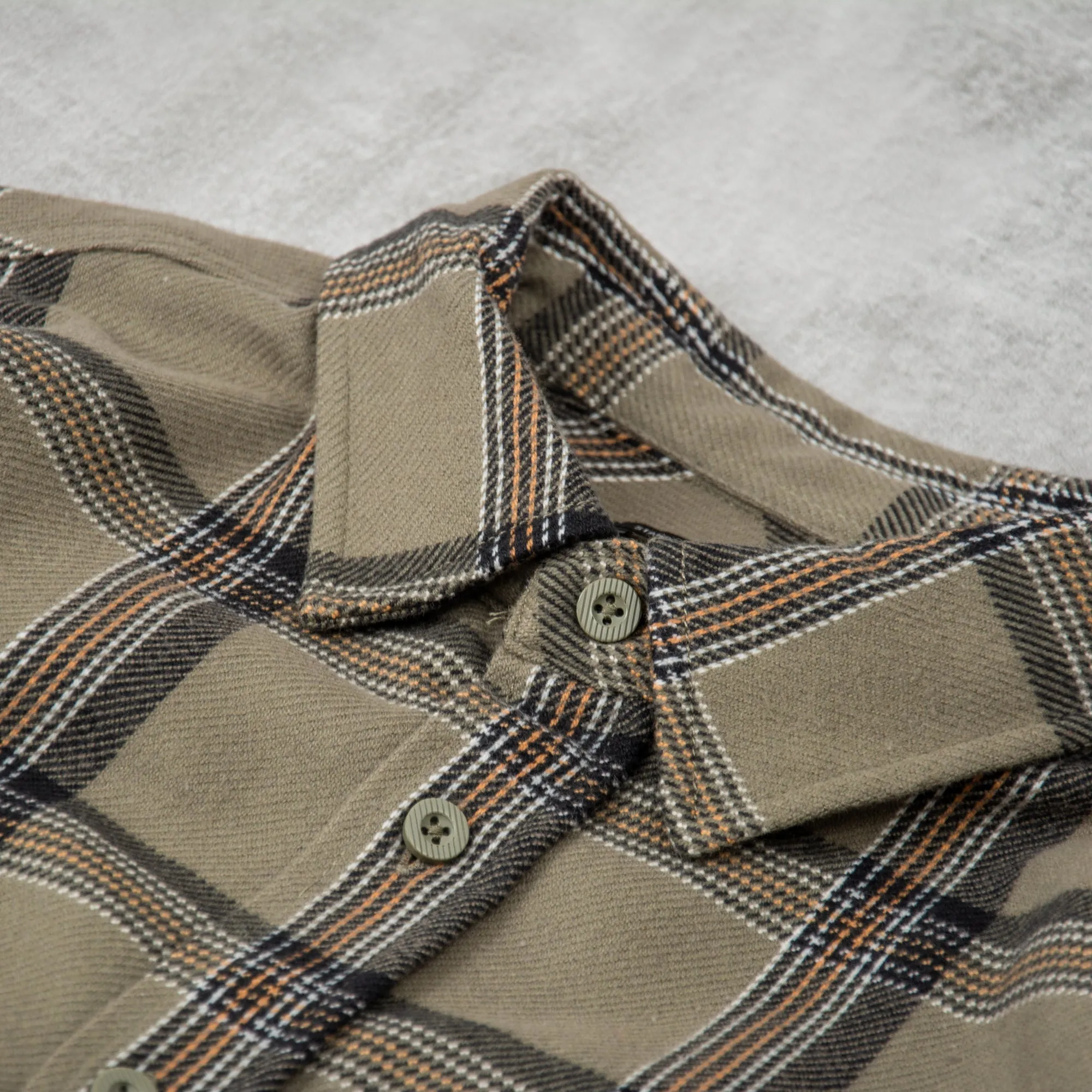 Brixton Bowery Stretch Flannel - Olive Surplus / Black / White