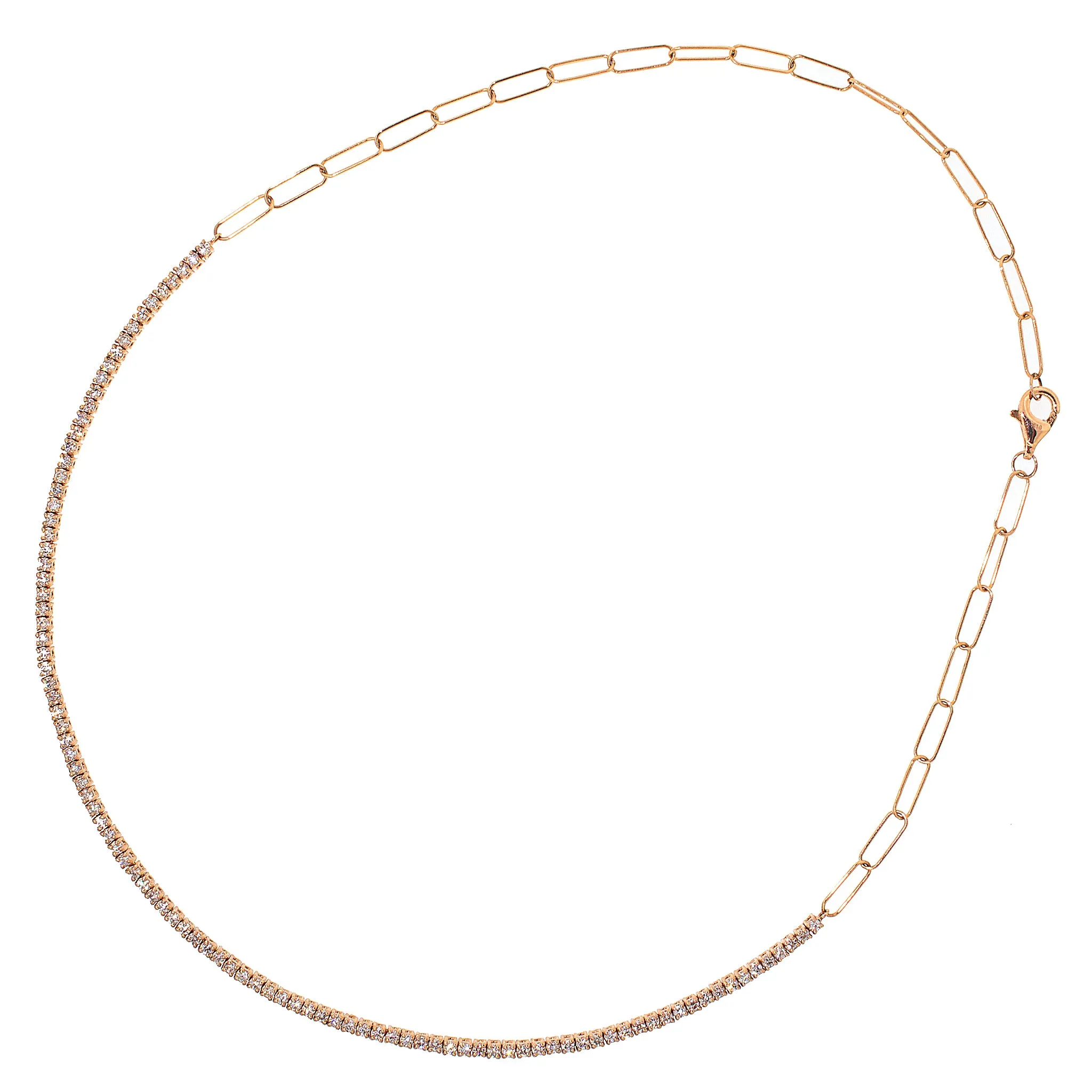 Chain Link Diamond Tennis Choker Necklace