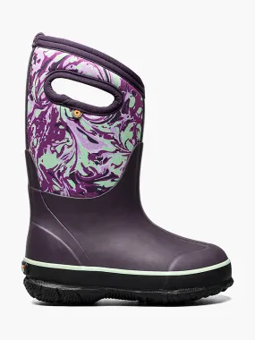 Classic Kid's Marbled Snow Boot - Grey/Purple