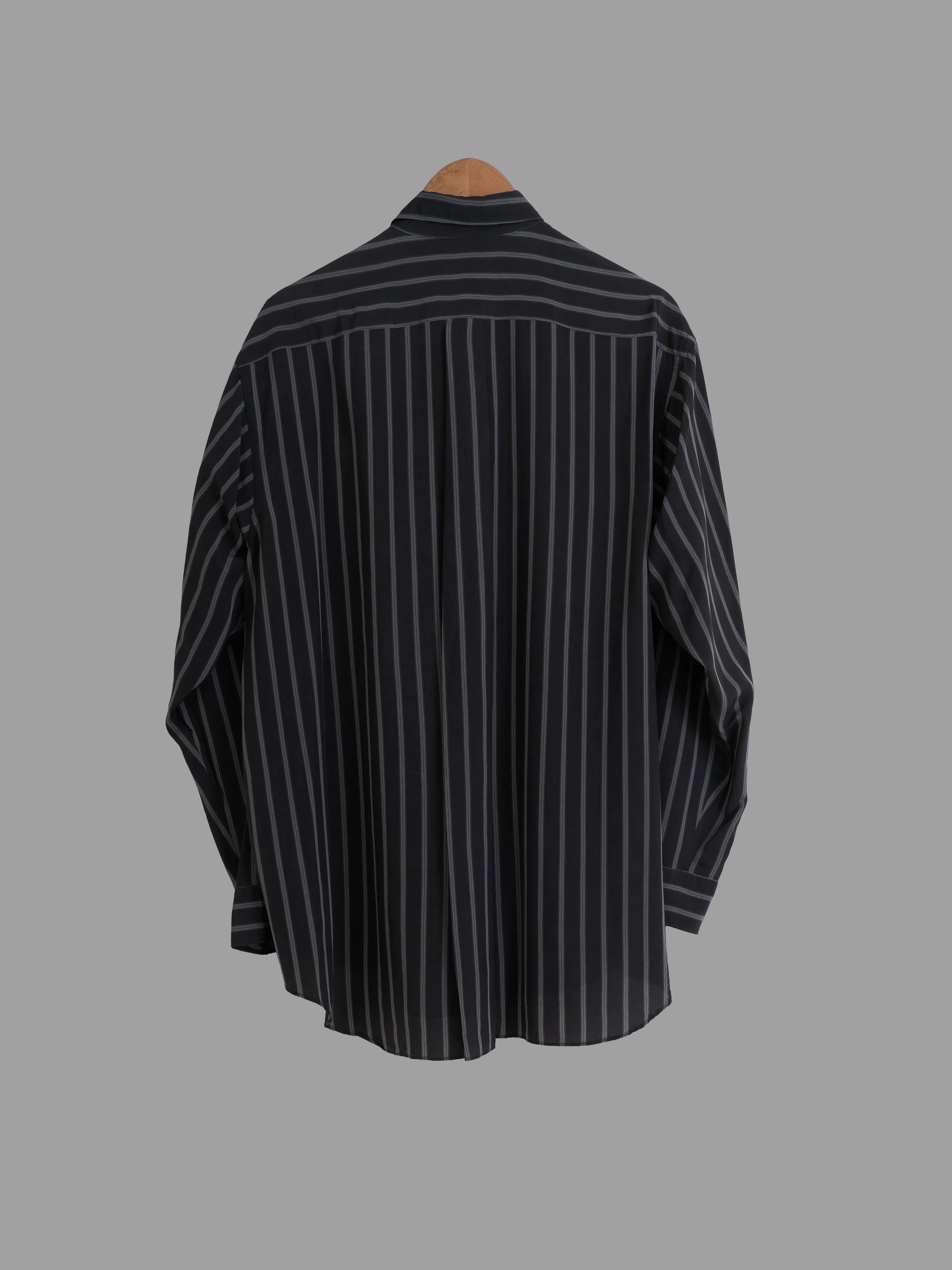 Comme des Garcons Homme 1980s black rayon striped long sleeve shirt - size M L