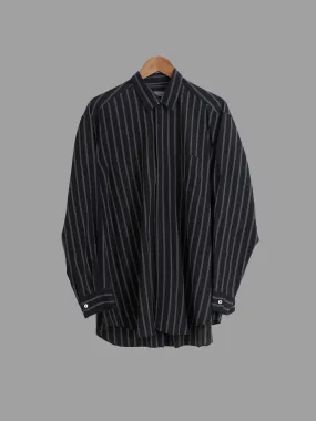 Comme des Garcons Homme 1980s black rayon striped long sleeve shirt - size M L