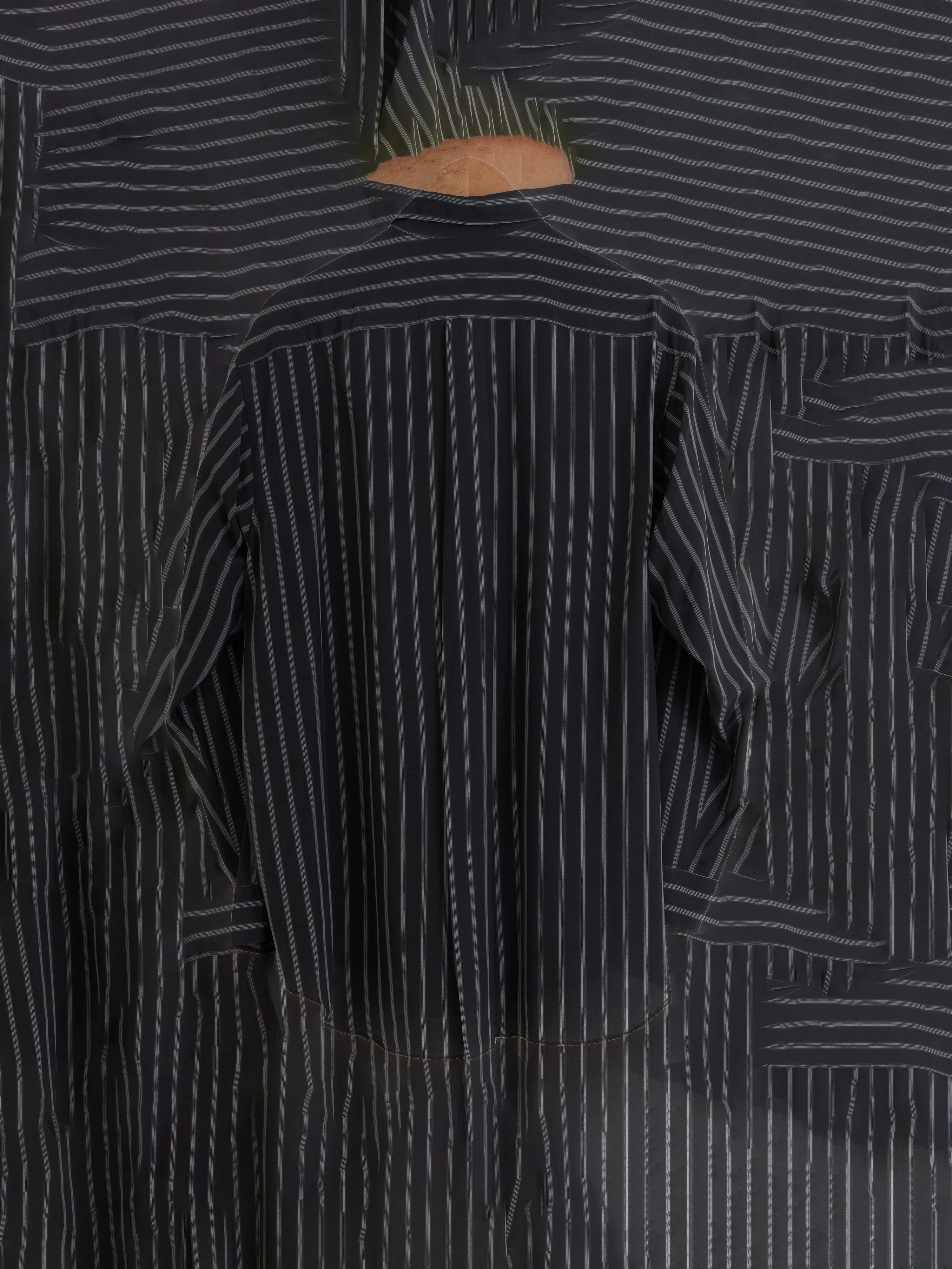 Comme des Garcons Homme 1980s black rayon striped long sleeve shirt - size M L