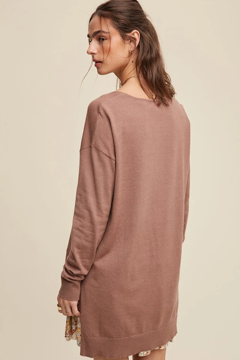 Deep V-neck Loose Fit Pullover Sweater