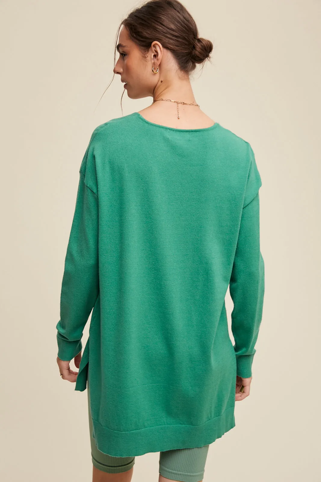 Deep V-neck Loose Fit Pullover Sweater