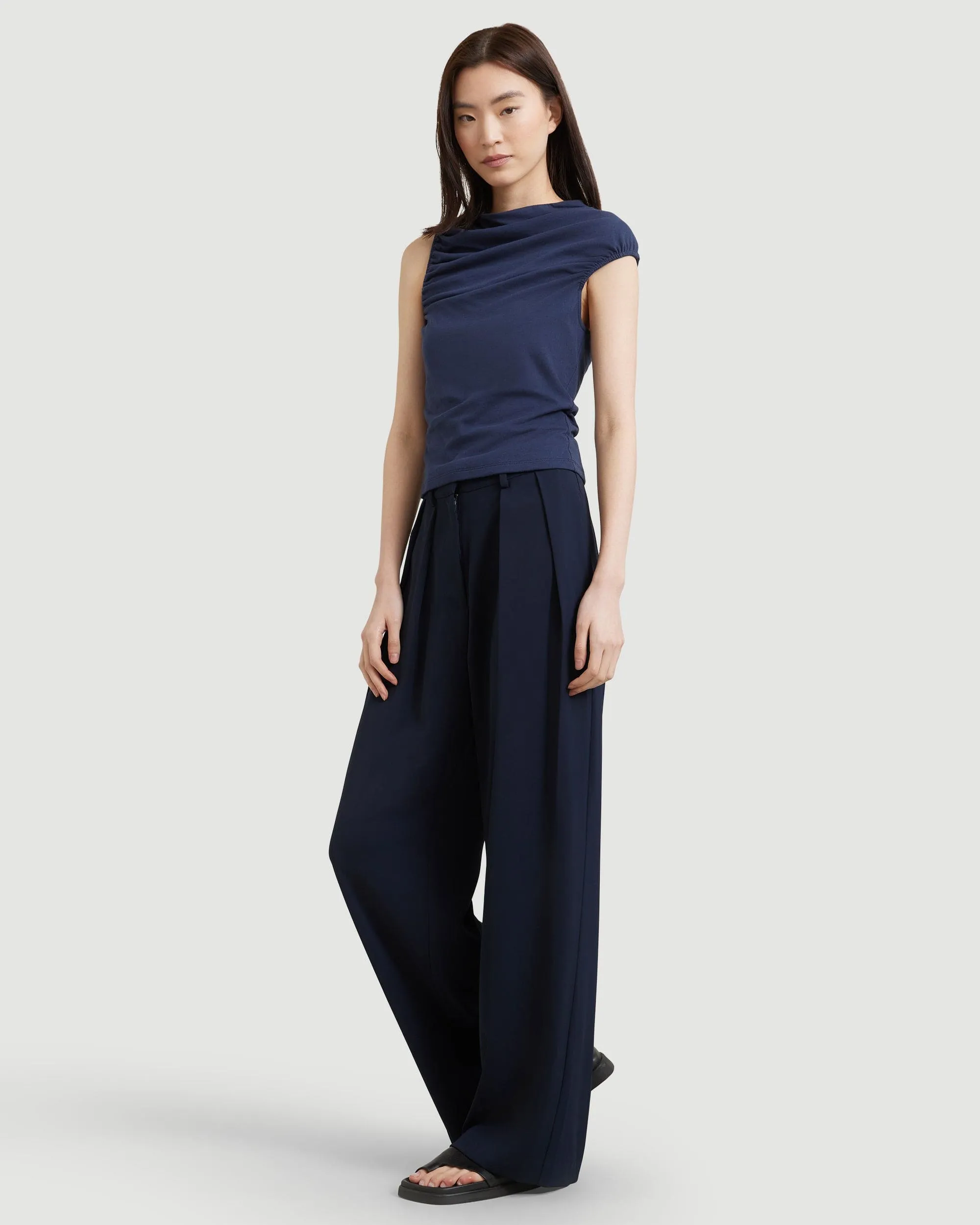 Delphine Ruched Sleeveless Tee