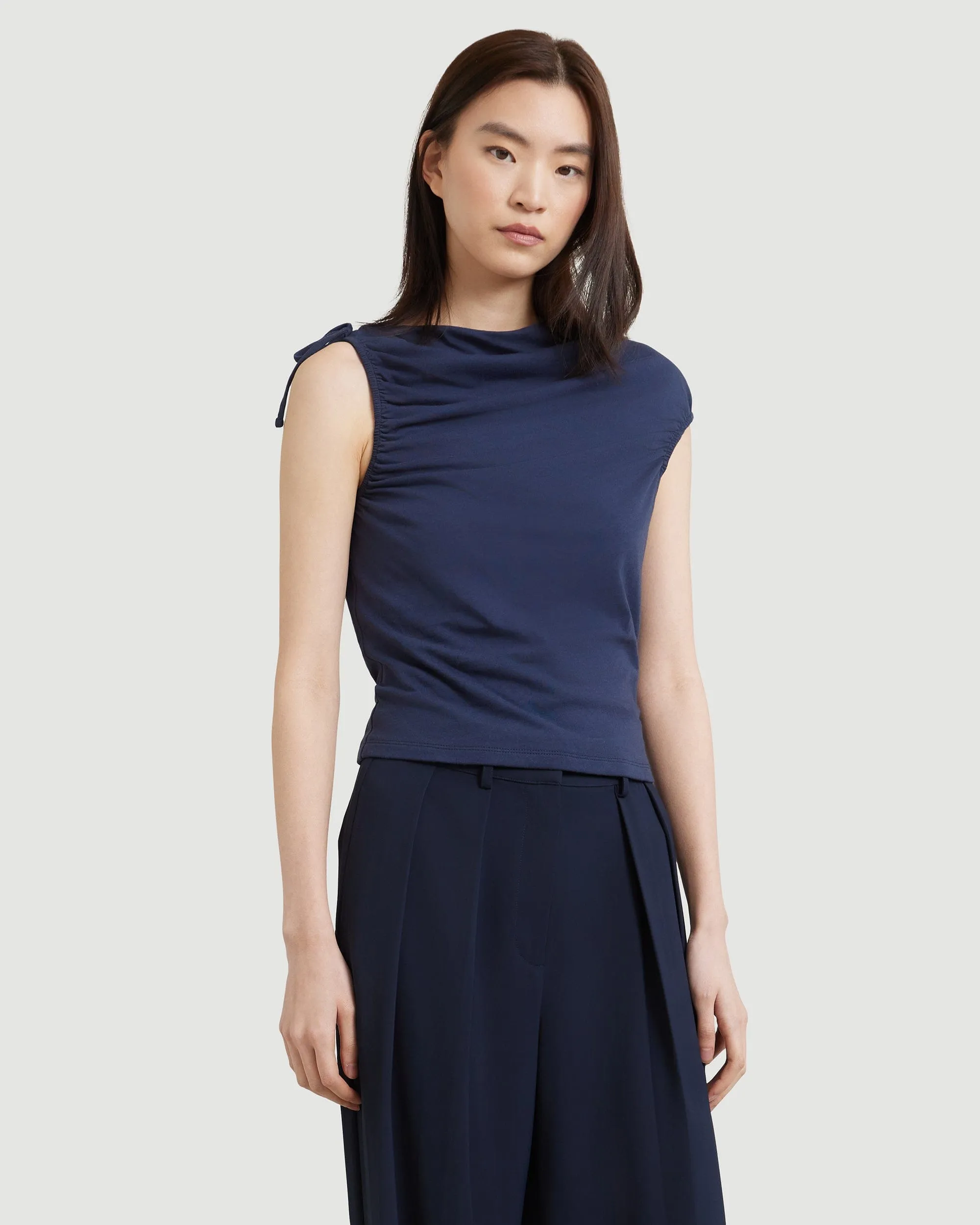 Delphine Ruched Sleeveless Tee