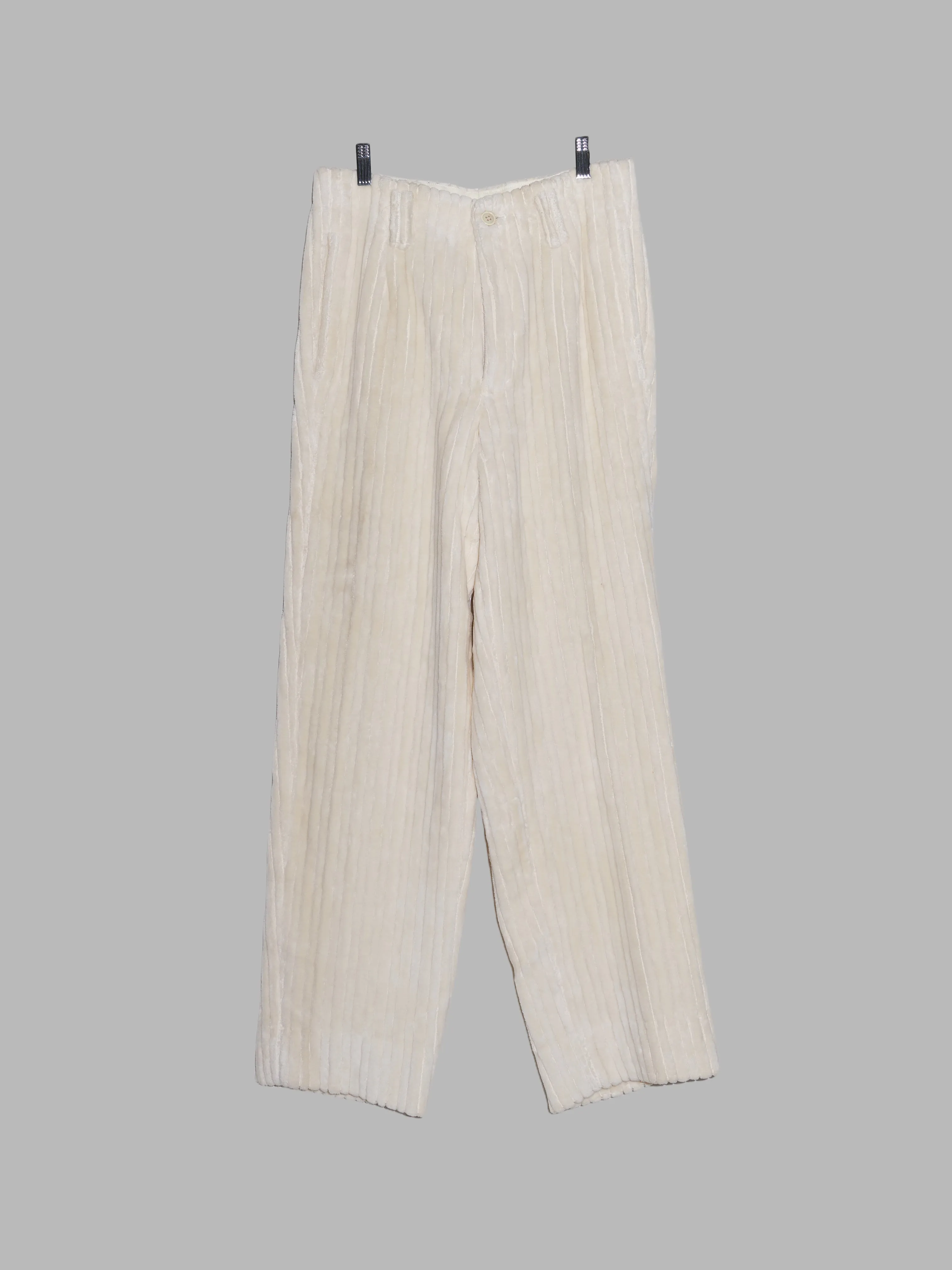 Domon cream cotton wide wale corduroy trousers - M S