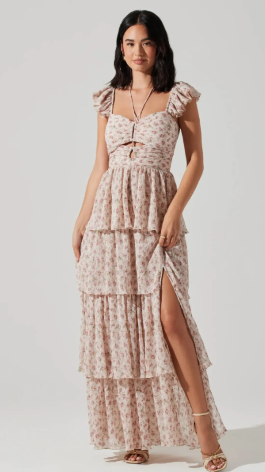 Emmeline Floral Tiered Maxi - Pink Petite Floral