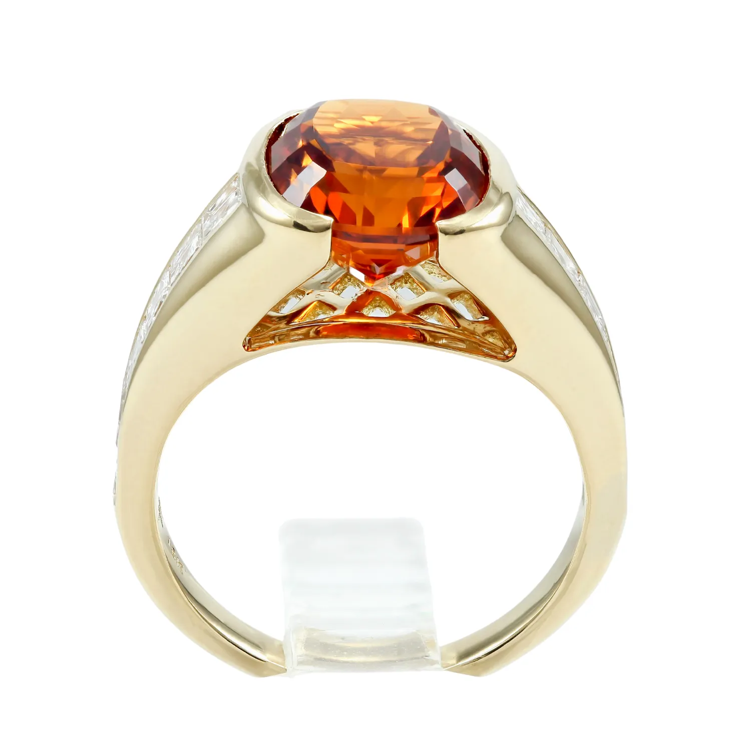 Exclusively by Nina 18K Yellow Gold Mandarin Garnet and Diamond Ring