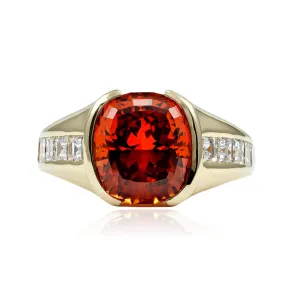 Exclusively by Nina 18K Yellow Gold Mandarin Garnet and Diamond Ring