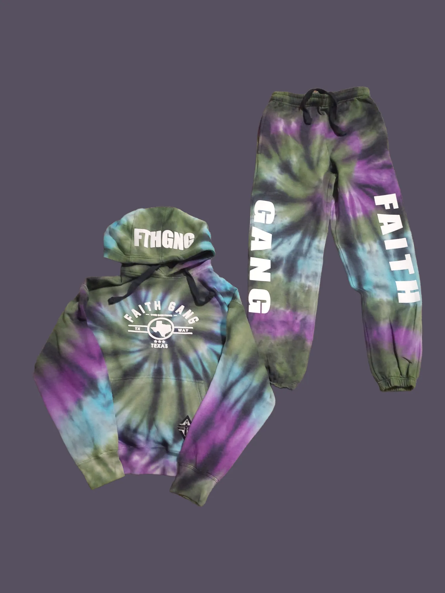 Faith Gang Over Everything TX Edition Tie Dye Premium Hoodie   Jogger Set