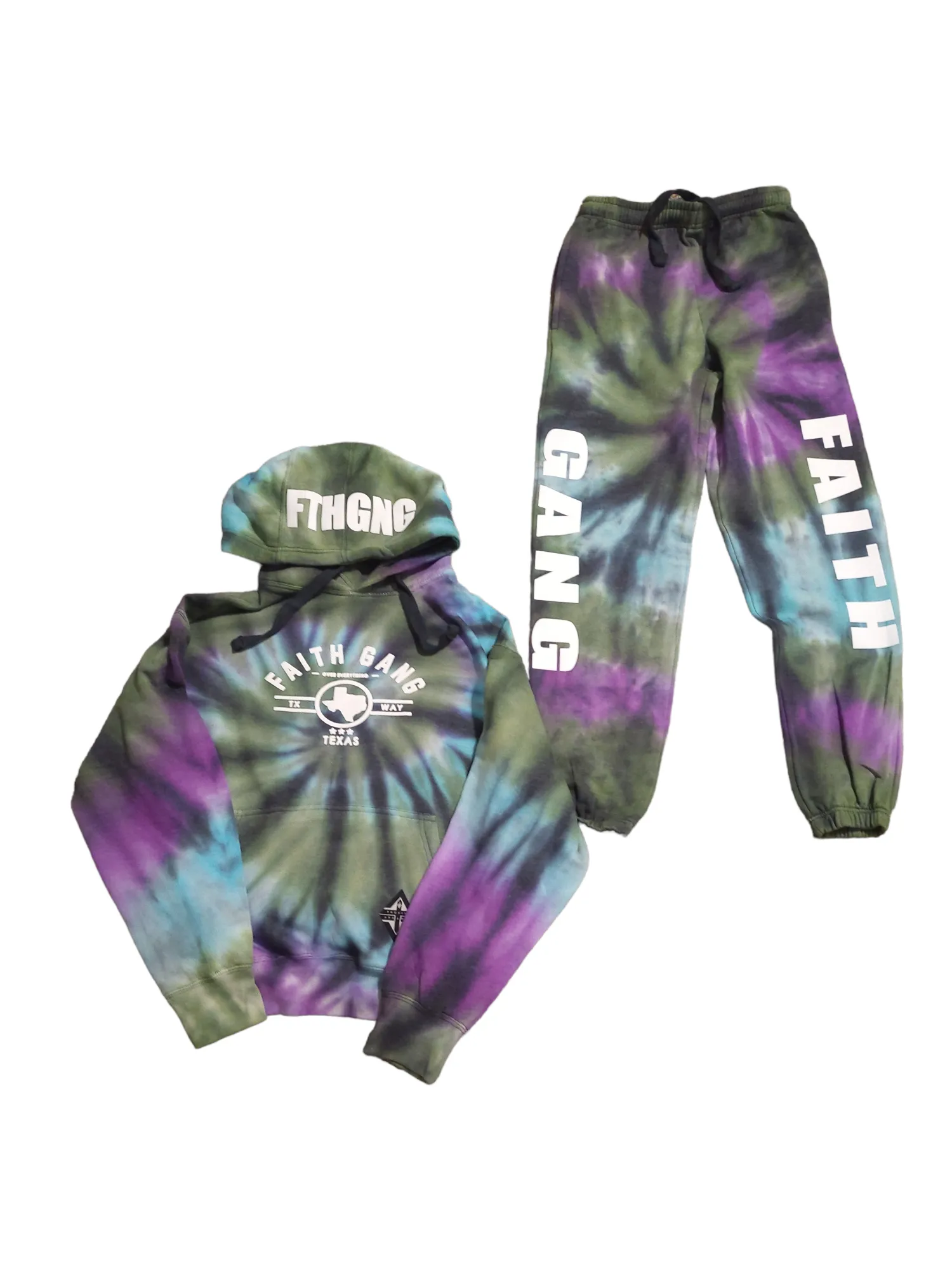 Faith Gang Over Everything TX Edition Tie Dye Premium Hoodie   Jogger Set