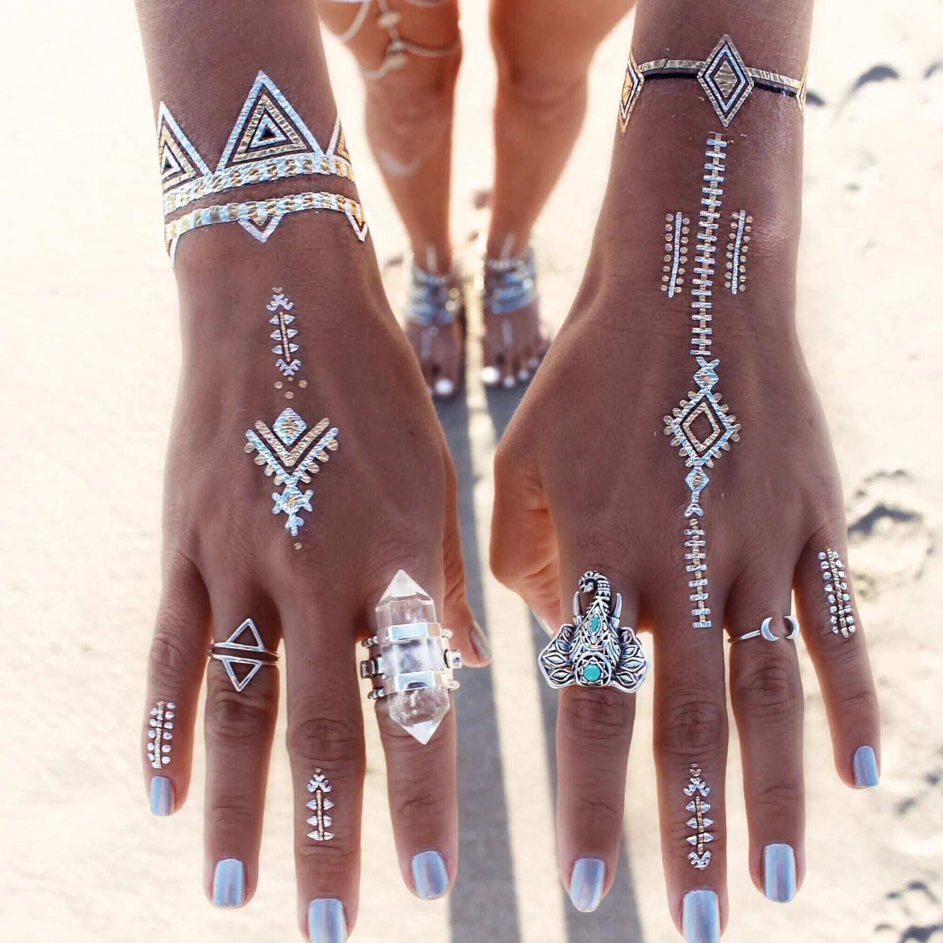 Flash Tattoos Desert Dweller Pack Metallic Tattoos 4 Sheets Epic Festival Favorites Thunderbird Asp Scarab Beetle Gypsy Lovin Light Most Coveted