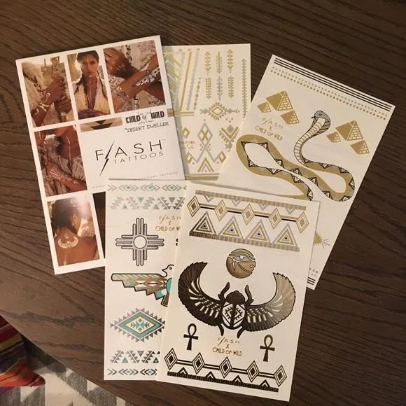 Flash Tattoos Desert Dweller Pack Metallic Tattoos 4 Sheets Epic Festival Favorites Thunderbird Asp Scarab Beetle Gypsy Lovin Light Most Coveted