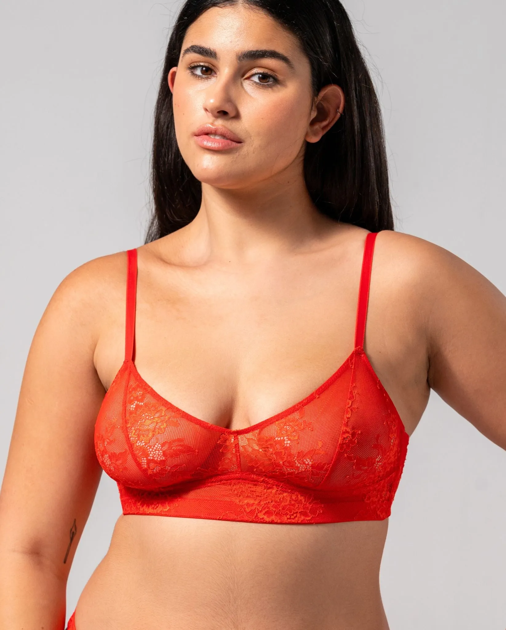 Floral Lace Balconette Fiery Red