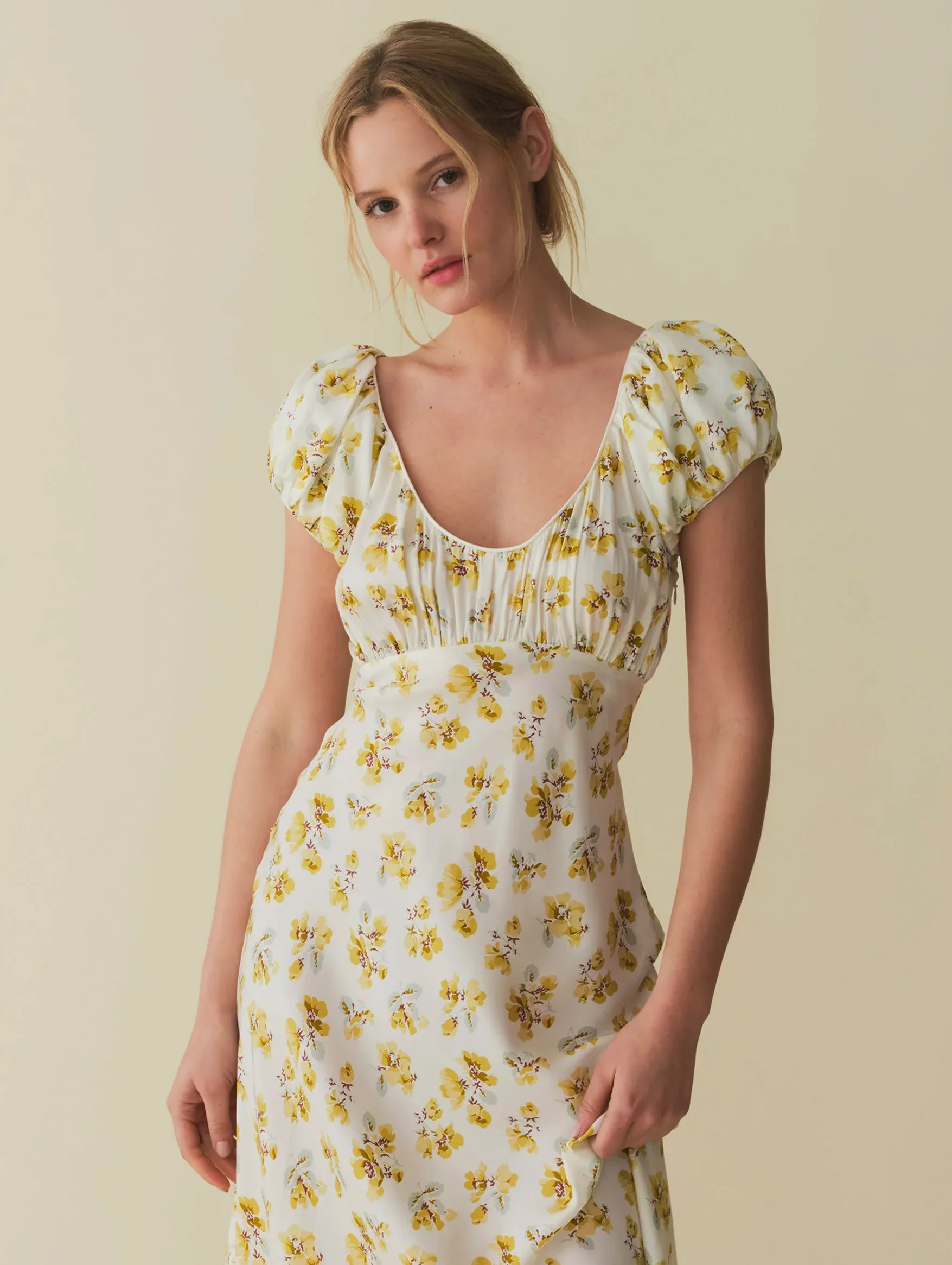 Florencia Dress in Gold Frolicking Floral