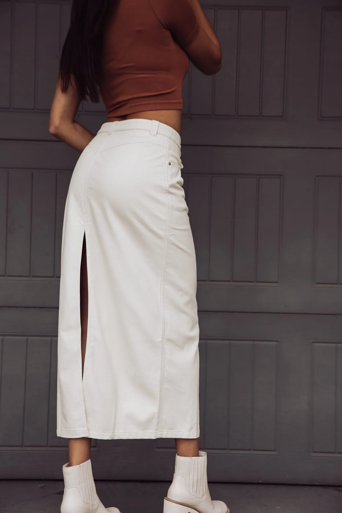 Free People City Slicker Vegan Maxi Skirt - Ivory